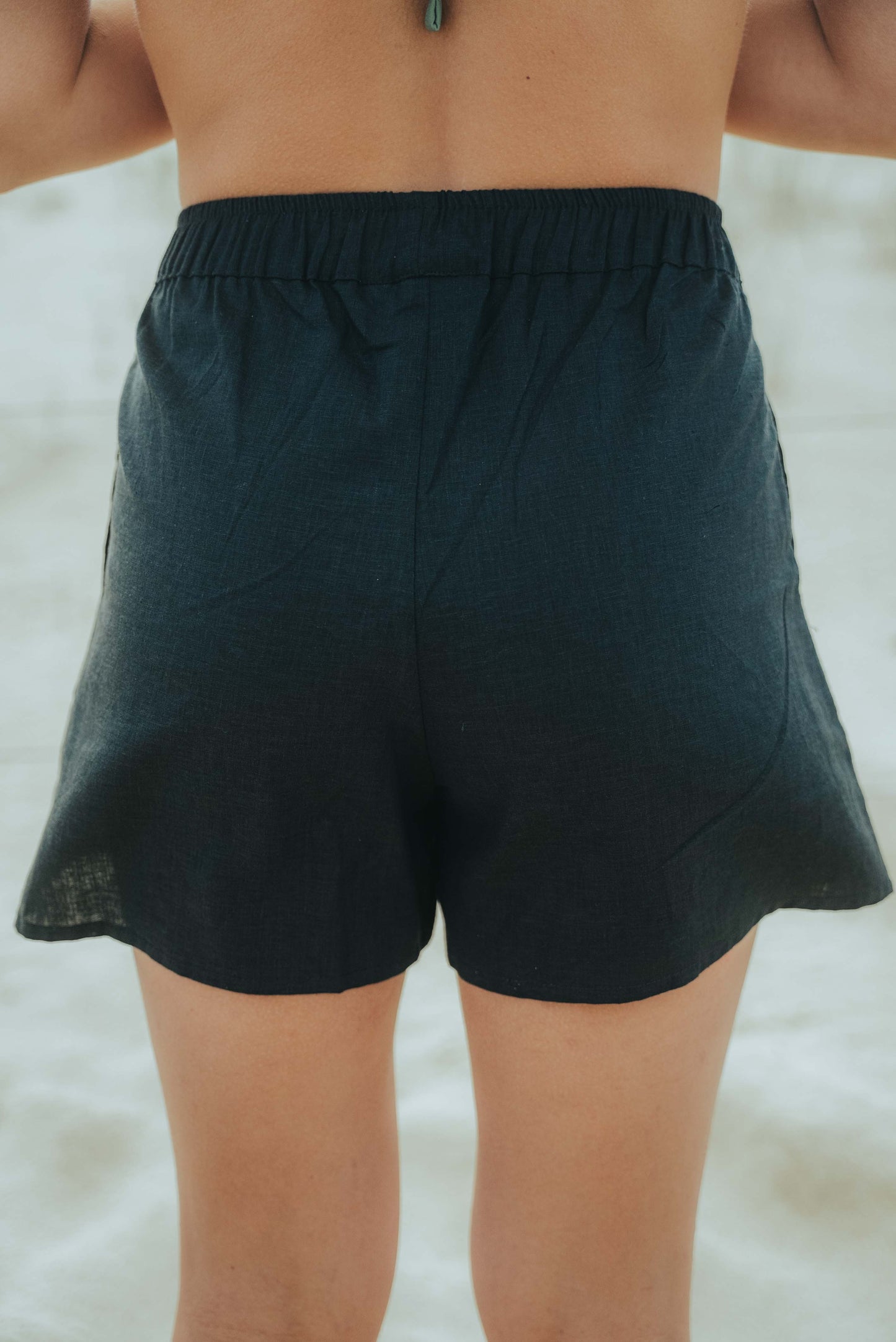 BASIC - Short en Lin Femme noir