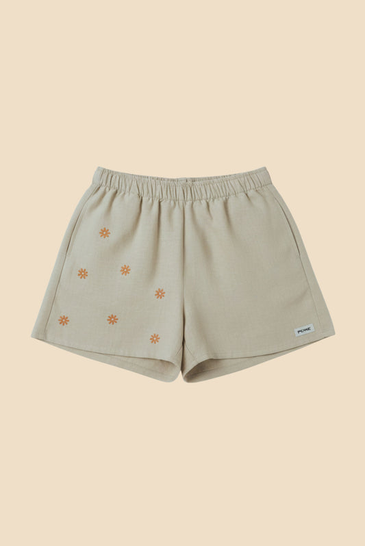 BASIC - Short en Lin Femme beige