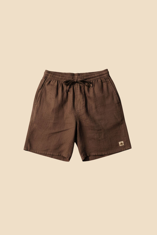 BASIC - Short en Lin Homme marron