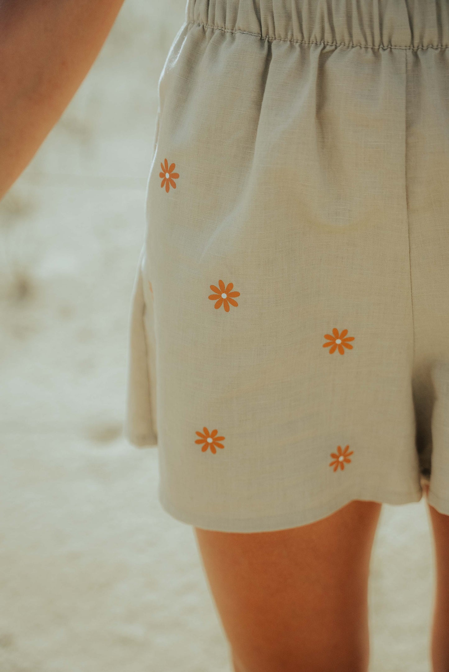 BASIC - Short en Lin Femme beige